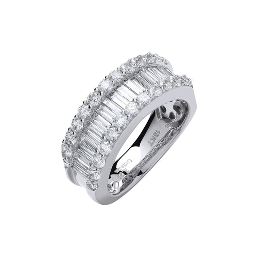 2.00CT Diamond Sandwich Ring - 18kt White Gold