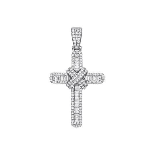 18kt White Gold Natural Diamond Crossover - 1.22ct Baguette & Round